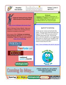 Monthly	 Newsletter Celebrate	National	Poetry	Month	 with	resources	from	Infotopia!