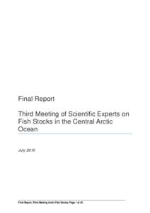 Final Report Third Meeting of Scientific Experts on Fish Stocks in the Central Arctic Ocean July 2015