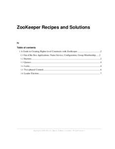 ZooKeeper Recipes and Solutions