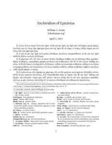 Enchiridion of Epictetus William S. Annis Scholiastae.org* April 1, 