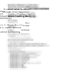Tactical Web Application Penetration Testing Methodology Phase 1: Open Source Information Gathering Phase 1a) OSSINT 6RDVDARHSDRRTBG@R