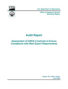 U.S. Department of Agriculture Office of Inspector General Northeast Region Audit Report Assessment of USDA’s Controls to Ensure