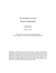 The OpenJML User Guide DRAFT IN PROGRESS David R. Cok GrammaTech, Inc. December 18, 2013
