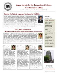 Japan Society for the Promotion of Science San Francisco Office 2150 Shattuck Avenue, Suite 920 Berkeley, CA 94704