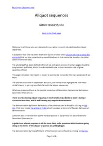 http://www.aliquotes.com/  Aliquot sequences Active research site back to the front page