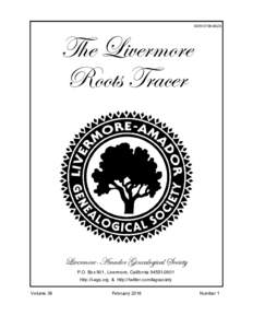 ISSN 0736-802X  The Livermore Roots Tracer  Livermore-Amador Genealogical Society