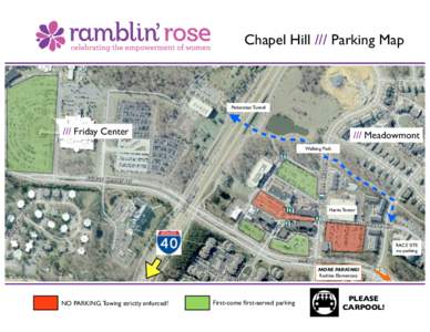 Chapel Hill /// Parking Map  Pedestrian Tunnel /// Friday Center