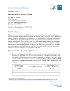 IHCTOA Unauthorized Marketing Letter Myle Vape Inc