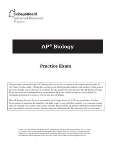 Advanced Placement Program AP® Biology Practice Exam