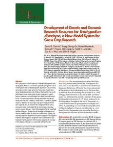 The  Ge ome Activities & Resources  Development of Genetic and Genomic