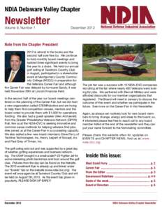NDIA Delaware Valley Chapter  Newsletter Volume 9, Number 1	  December 2012