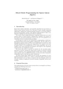 Mixed Mode Programming for Sparse Linear Algebra Alfredo Buttari1 ?