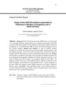 81 International Journal of Modern Anthropology Int. J. Mod. AnthropAvailable online at www.ata.org.tn  Original Synthetic Report