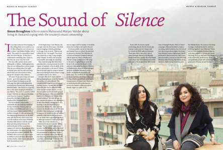 M a h s a & M a r j a n Va h dat  M a h s a & M a r j a n Va h dat The Sound of Silence Simon Broughton talks to sisters Mahsa and Marjan Vahdat about