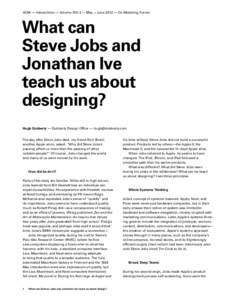 ACM — Interactions — Volume XIX.3 — May + June 2012 — On Modeling Forum  What can Steve Jobs and Jonathan Ive teach us about