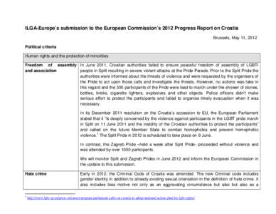 ILGA-Europe's submission to EC 2012 Progress Report-Croatia