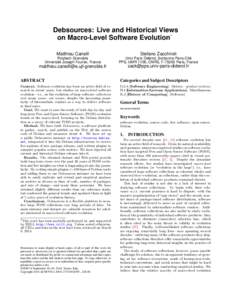 Debsources: Live and Historical Views on Macro-Level Software Evolution∗ Matthieu Caneill Stefano Zacchiroli