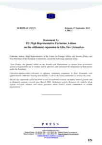 EUROPEAN UNION  Brussels, 27 September 2011 A[removed]Statement by