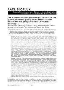 AACL BIOFLUX Aquaculture, Aquarium, Conservation & Legislation International Journal of the Bioflux Society The influence of environmental parameters on the growth and meat quality of the Mediterranean