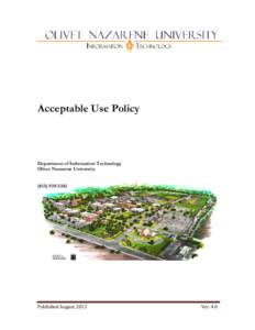Acceptable Use Policy  Department of Information Technology Olivet Nazarene University