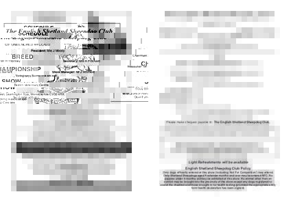 SCHEDULE  The English Shetland Sheepdog Club OF UNBENCHED 44 CLASS