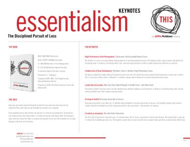 essentialism  KEYNOTES The Disciplined Pursuit of Less THE BOOK