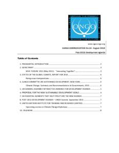 www.ngocongo.org CoNGO COMMUNICATION No.16 - August 2015 Post-2015 development agenda Table of Contents 1. PRESIDENTIAL INTRODUCTION .......................................................................................