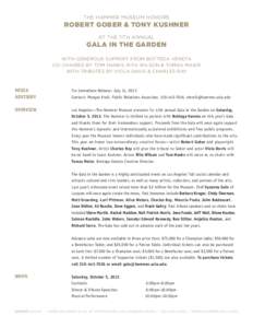 THE HAMMER MUSEUM HONORS  Robert Gober & Tony Kushner AT THE 11th ANNUAL  gaLA in the garden