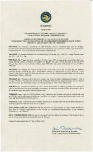 RESOLUTION Sponsored by THE HONORABLE TONI PRECKWINKLE, PRESIDENT, COOK COUNTY BOARD OF COMMISSIONERS A RESOLUTION CONGRATULATING JEAN M. WENGER ON HER ELECTION TO THE OFFICE OF VICE-PRESIDENT/PRESIDENT-ELECT OF THE