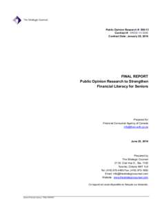 FINAL REPORT - Public Opinion Research to Strengthen Financial Literacy for Seniors