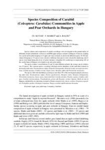 Acta Phytopathologica et Entomologica Hungarica 39 (1–3), pp. 71–Species Composition of Carabid (Coleoptera: Carabidae) Communities in Apple and Pear Orchards in Hungary CS. KUTASI1, V. MARKÓ2 and A. BALO