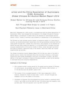 Press Release  September 23, 2015 artnet and the China Association of Auctioneers (CAA) Announce