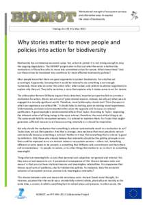 Motivational strength of ecosystem services and alternative ways to express the value of biodiversity Findings For All # 6, MayWhy stories matter to move people and