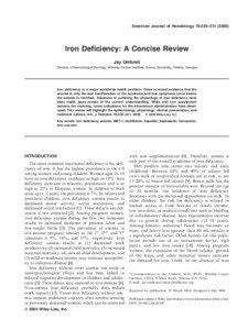American Journal of Hematology 78:225–[removed]Iron Deficiency: A Concise Review