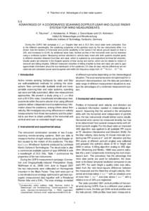 K. Träumner et al. Advantages of a lidar-radar-system  5.3 ADVANTAGES OF A COORDINATED SCANNING DOPPLER LIDAR AND CLOUD RADAR SYSTEM FOR WIND MEASUREMENTS K. Träumner1 , J. Handwerker, A. Wieser, J. Grenzhäuser and Ch