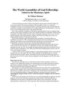 The World Assemblies of God Fellowship: United in the Missionary Spirit By William Molenaar