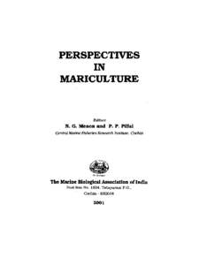 PERSPECTIVES IN MARICULTURE Editors