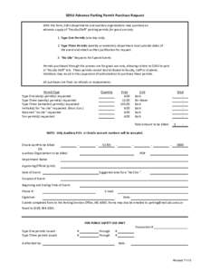 SDSU Advance Parking Permit Purchase Request With this form, SDSU departments and auxiliary organizations may purchase an advance supply of 
