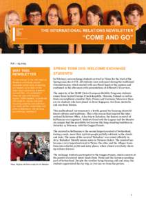 N.8 – WHY THIS NEWSLETTER “Come and go” is the International Relations and Study-abroad