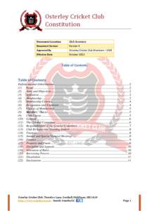 Osterley Cricket Club Constitution Document Location Club Secretary