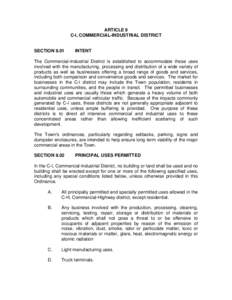 ARTICLE 9 C-I, COMMERCIAL-INDUSTRIAL DISTRICT SECTIONINTENT