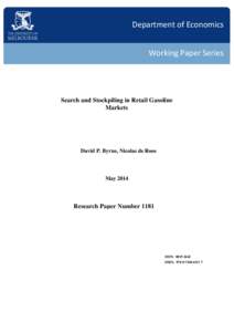 Department of Economics Working Paper Series Search and Stockpiling in Retail Gasoline Markets