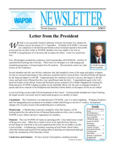 1st Quarter 1999 • WAPOR Newsletter • Page 1  NEWSLETTER Third Quarter  2001