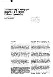 The Inaccuracy of Newspaper Reports of U.S. Foreign Exchange Intervention by William P. Osterberg and Rebecca Wetmore Humes