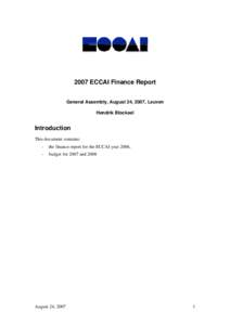 2007 ECCAI Finance Report