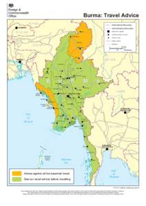 Burma: Travel Advice CHINA International Boundary  THIMPHU