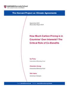The Harvard Project on Climate Agreements  September 2015 Discussion PaperHow Much Carbon Pricing is in