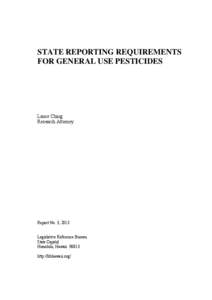 STATE REPORTING REQUIREMENTS FOR GENERAL USE PESTICIDES