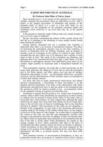 Page 1  THE ARGUS, SATURDAY, OCTOBER 10,1885 EARTH MOVEMENTS IN AUSTRALIA By Professor John Milne, of Tokyo, Japan