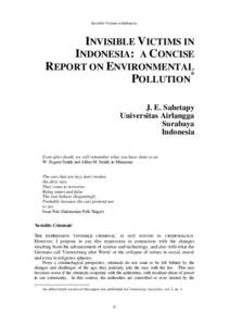 Invisible Victims in Indonesia  INVISIBLE VICTIMS IN INDONESIA: A CONCISE REPORT ON ENVIRONMENTAL *